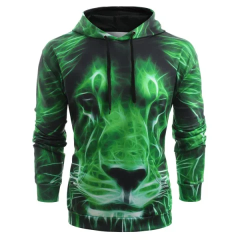 Drawstring 3D Lion Print Hoodie - Fansmadedirect