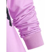 Drawstring Cat Print Pullover Hoodie - Mauve Fansmadedirect