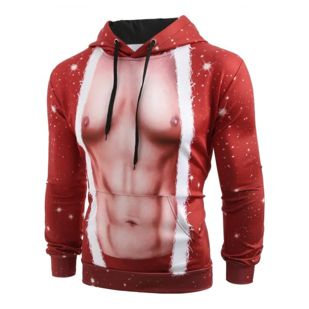 Drawstring Christmas Human Body Print Hoodie - Fansmadedirect
