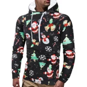 Drawstring Christmas Theme Printed Hoodie - Fansmadedirect