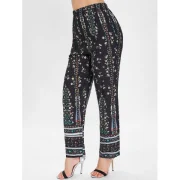 Drawstring Floral Sleeping Pants - Black Fansmadedirect