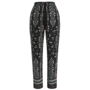 Drawstring Floral Sleeping Pants - Black Fansmadedirect