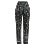 Drawstring Floral Sleeping Pants - Black Fansmadedirect