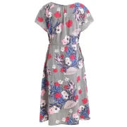 Drawstring Floral triped Midi Dress - Fansmadedirect
