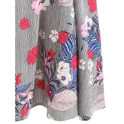 Drawstring Floral triped Midi Dress - Fansmadedirect