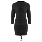 Drawstring Ruched Mini Sheath Dress - Black Fansmadedirect