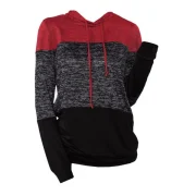 Drawstring Three Tone Longline Hoodie - Red Wine Fansmadedirect