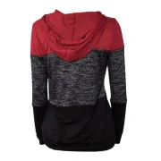 Drawstring Three Tone Longline Hoodie - Red Wine Fansmadedirect