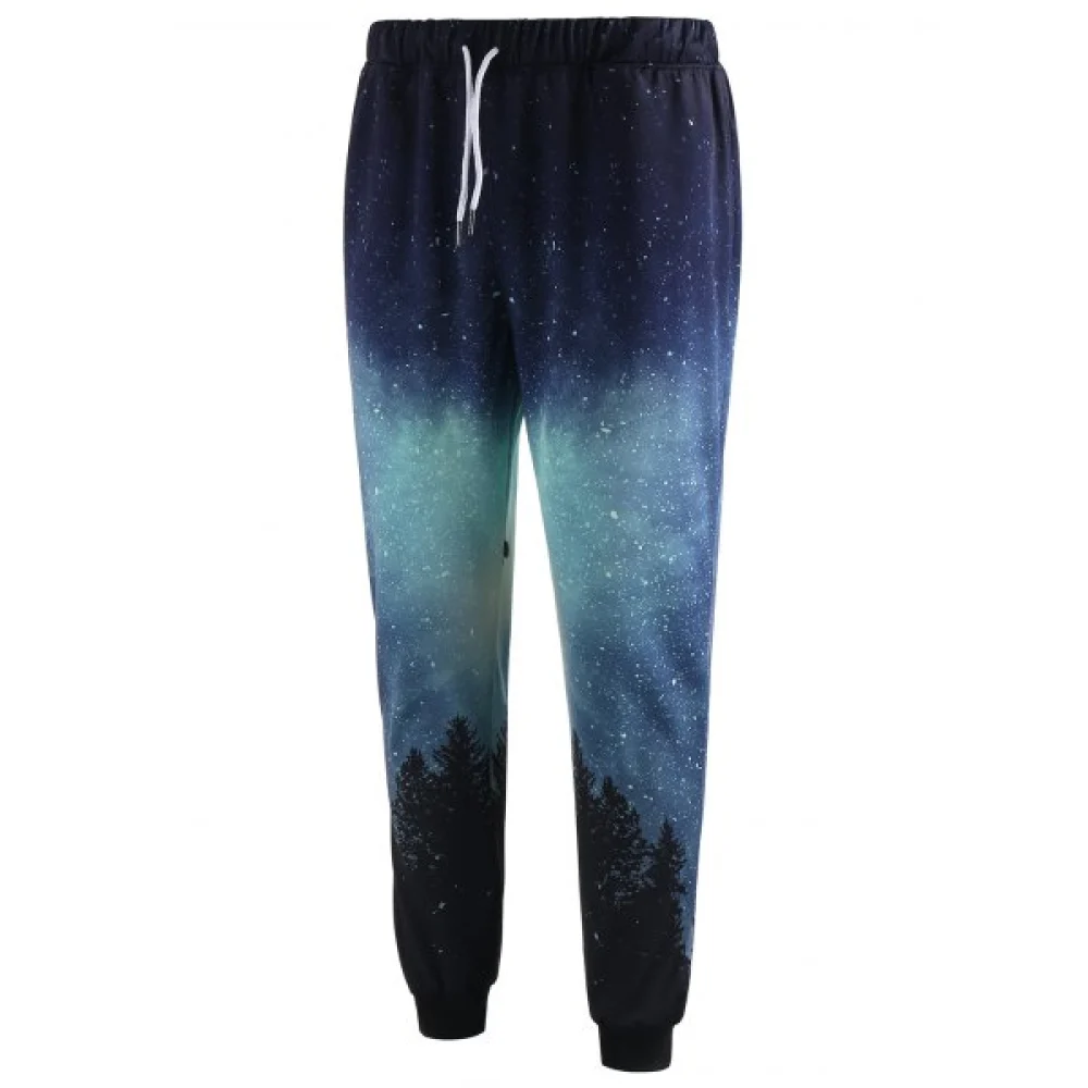 Drawstring Waist Tree Print Jogger Pants - Fansmadedirect