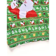 Drinking Santa Claus Print Drawstring Hoodie - Seaweed Green Fansmadedirect