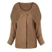 Drop houlder Ribbed Plain weater - Oak Brown Fansmadedirect