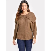 Drop houlder Ribbed Plain weater - Oak Brown Fansmadedirect