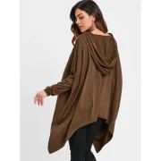 Drop Shoulder Asymmetrical Hem Hoodie - Coffee Fansmadedirect