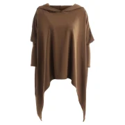 Drop Shoulder Asymmetrical Hem Hoodie - Coffee Fansmadedirect