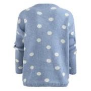 Drop Shoulder Polka Dot Sweater - Light Blue One Fansmadedirect