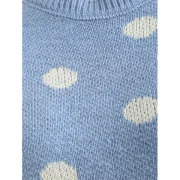 Drop Shoulder Polka Dot Sweater - Light Blue One Fansmadedirect