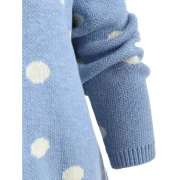 Drop Shoulder Polka Dot Sweater - Light Blue One Fansmadedirect