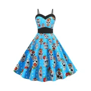 Dual trap kull Pumpkin pider Ghost Print Halloween Dress - Multi-a Fansmadedirect