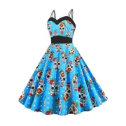 Dual trap kull Pumpkin pider Ghost Print Halloween Dress - Multi-a Fansmadedirect