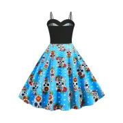 Dual trap kull Pumpkin pider Ghost Print Halloween Dress - Multi-a Fansmadedirect