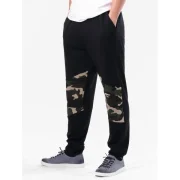 Elastic Waist Camouflage Patchwork Jogger Pants - Black Fansmadedirect