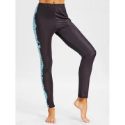 Elastic Waist Totem Side Workout Pants - Black Fansmadedirect