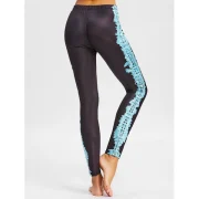 Elastic Waist Totem Side Workout Pants - Black Fansmadedirect