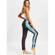 Elastic Waist Totem Side Workout Pants - Black Fansmadedirect