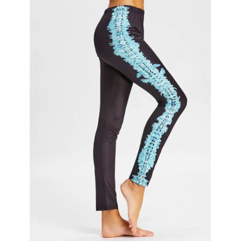 Elastic Waist Totem Side Workout Pants - Black Fansmadedirect