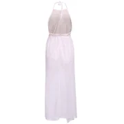 Elegant Halter Neck leeveless Backless High lit Women's Maxi Dress - White Fansmadedirect