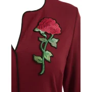 Embroidered Bell leeve Mermaid Dress - Red Wine Fansmadedirect