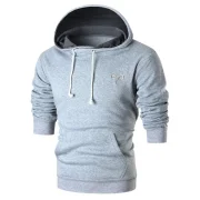 Embroidery ogo Solid Pullover Hoodie - Gray Fansmadedirect