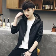 en'S Slim Hoodie Long Sleeve Handsome Jackets Tops Overcoat - Grey Fansmadedirect