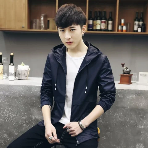 en'S Slim Hoodie Long Sleeve Handsome Jackets Tops Overcoat - Grey Fansmadedirect