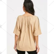equins Embellished Batwing leeve Blouse - Light Khaki Fansmadedirect