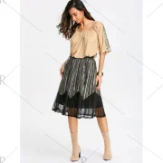 equins Embellished Batwing leeve Blouse - Light Khaki Fansmadedirect