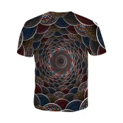 ermaid Scales Swirl Print Short Sleeves Casual T-shirt - Black Fansmadedirect