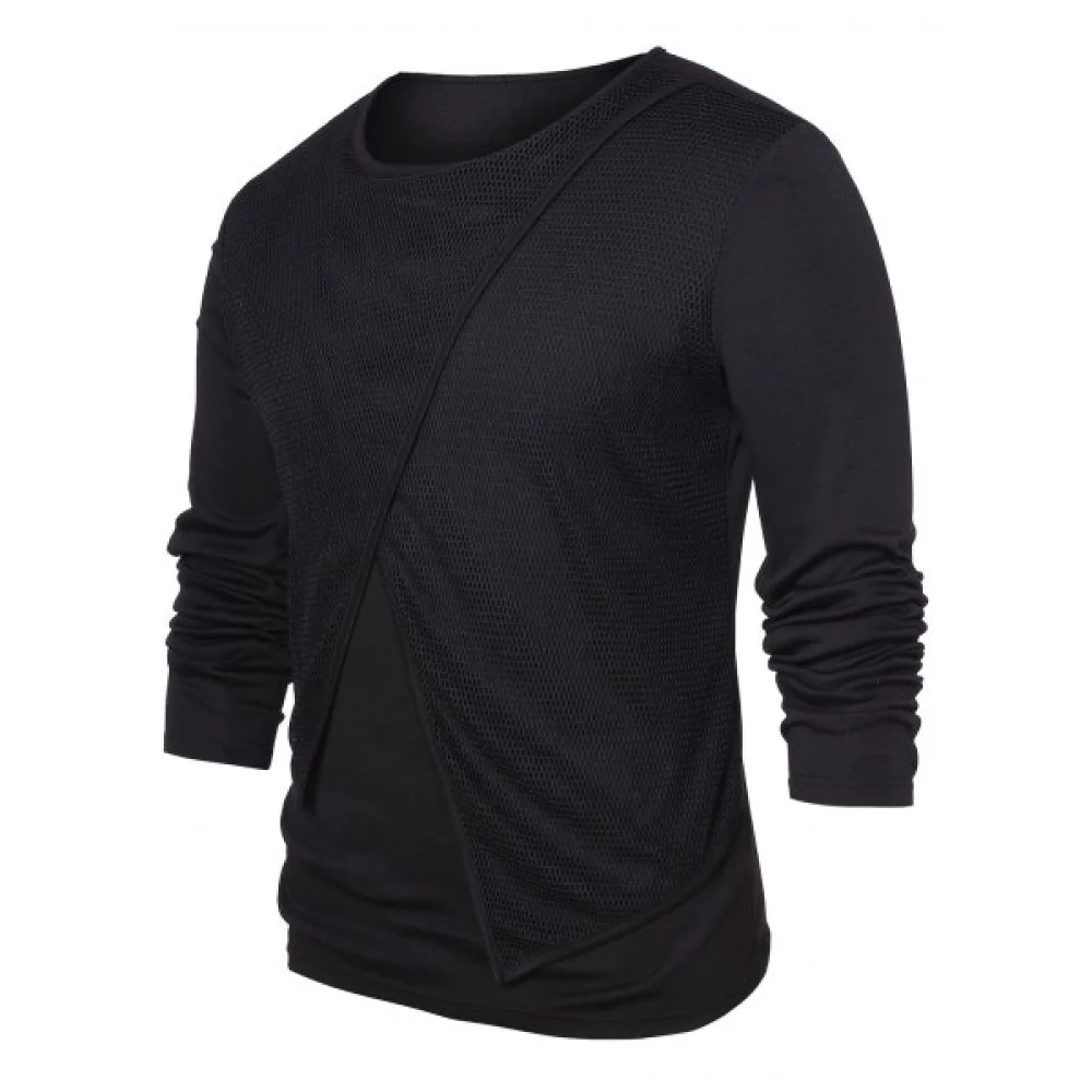 esh Panel Round Neck Top - Black Fansmadedirect