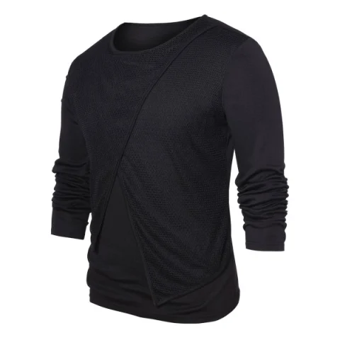 esh Panel Round Neck Top - Black Fansmadedirect