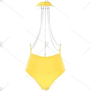 etallic Chain Detail Lingerie Plunge Teddy - Yellow Fansmadedirect