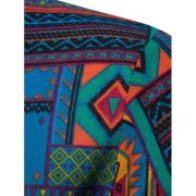 Ethnic Geometric Pattern Short Sleeves Shirt - Blue Fansmadedirect
