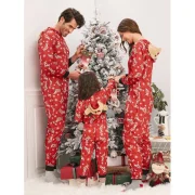 Family Christmas Elk Hooded Jumpsuit Pajama - Red Dad Fansmadedirect