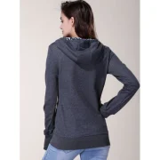 Fashionable Inner Floral Printed Hooded Sheathy Pullover Hoodie For Women - Black Grey Fansmadedirect