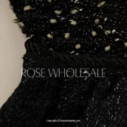 Fashionable Round Neck Beading Embellished Slimming ong Sleeve Blouse For Women - Black Fansmadedirect