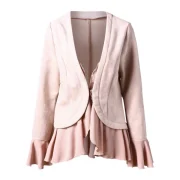 Faux Suede Ruffles Jacket - Light Pink Fansmadedirect