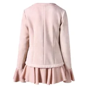 Faux Suede Ruffles Jacket - Light Pink Fansmadedirect