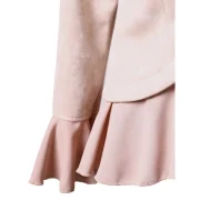 Faux Suede Ruffles Jacket - Light Pink Fansmadedirect