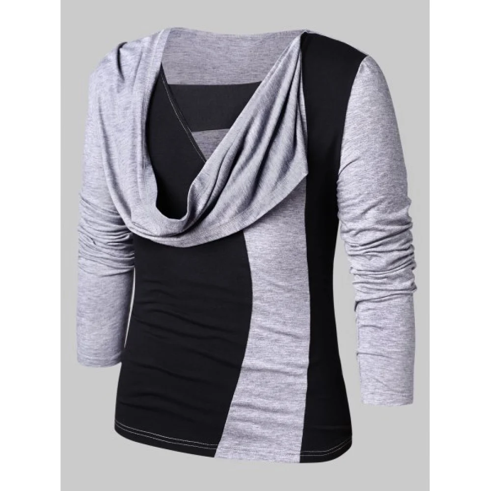 Faux Twinset Contrast Color T-shirt - Black Fansmadedirect