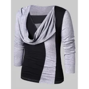 Faux Twinset Contrast Color T-shirt - Black Fansmadedirect