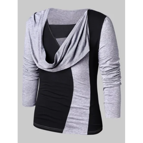 Faux Twinset Contrast Color T-shirt - Black Fansmadedirect